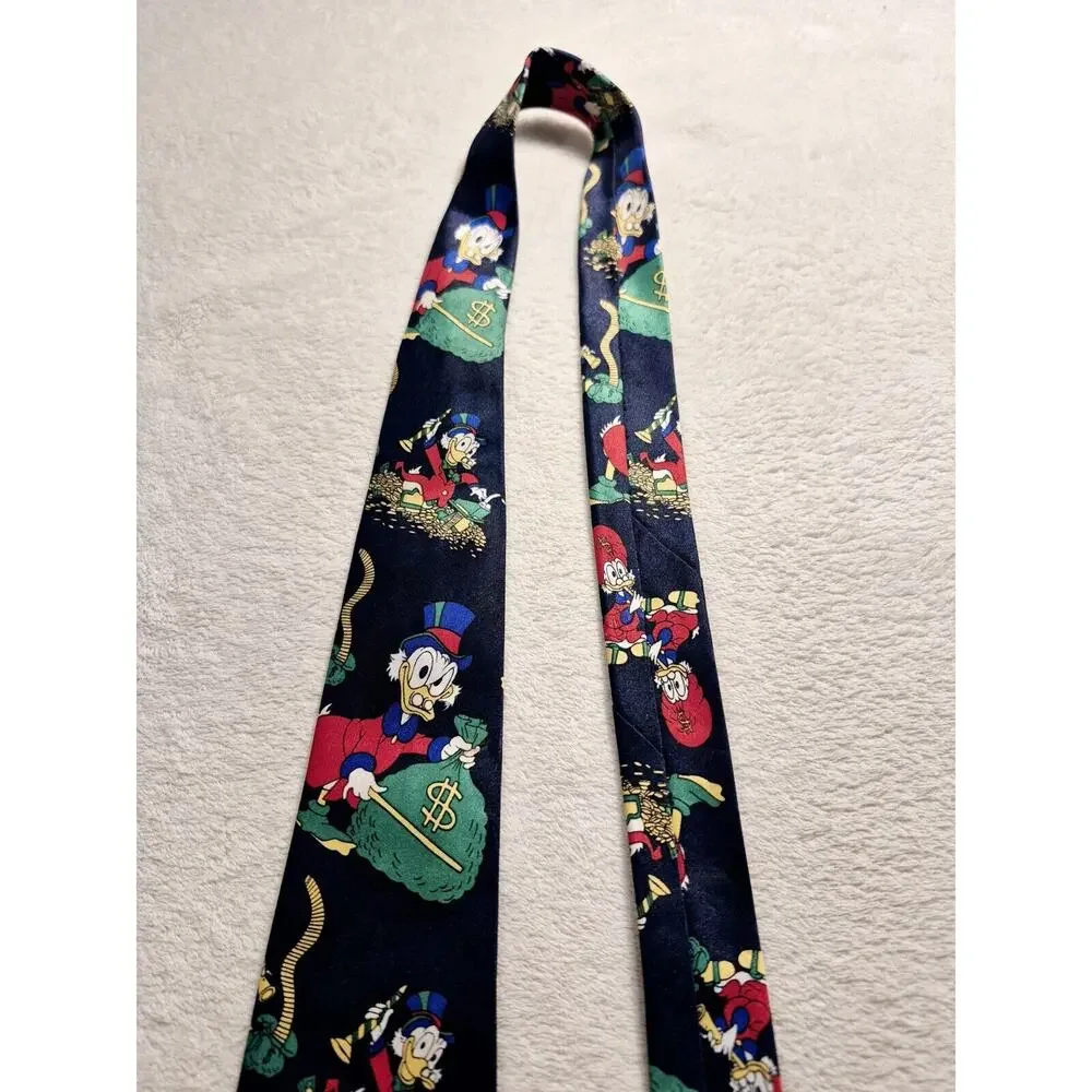 Disney Uncle Scrooge Men Necktie Black Limited Edition Rare Vintage Money Bags